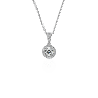 Halo Diamond Pendant in 18k White Gold (1/2 ct. tw.)