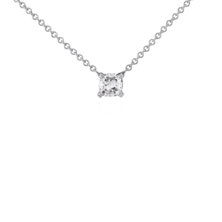 Cushion Diamond Solitaire Pendant in 14k White Gold (1/2 ct. tw.)