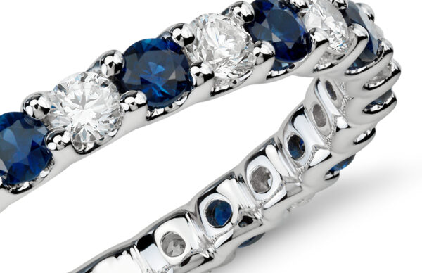 Luna Sapphire and Diamond Eternity Ring in 14k White Gold (5/8 ct. tw.)