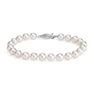 Classic Akoya Cultured Pearl Bracelet in 18k White Gold (7.0-7.5mm)