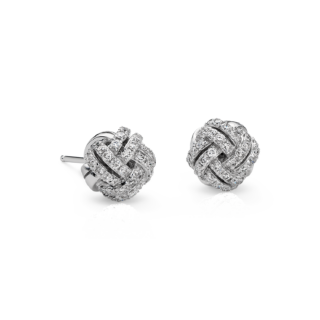 Love Knot Diamond Stud Earrings in 14k White Gold (5/8 ct. tw.)