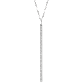 Long Diamond Bar Pendant in 14k White Gold - 30" (1/4 ct. tw.)