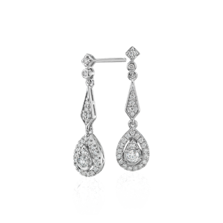 Diamond Vintage-Inspired Teardrop Earrings in 14k White Gold (1/3 ct. tw.)