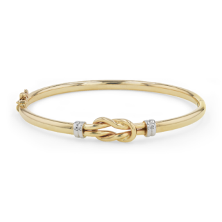 Love Knot Bangle in 14k Italian White and Yellow Gold