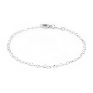 7" Heart-shaped Chain Bracelet in Sterling Silver (3.3 mm)