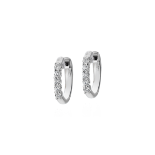 Diamond Huggie Hoop Earrings in 18k White Gold (1/4 ct. tw.)- G/SI