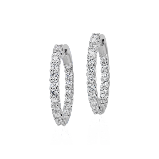 Diamond Eternity Hoop Earrings in 18k White Gold (1 1/2 ct. tw.)- G/SI