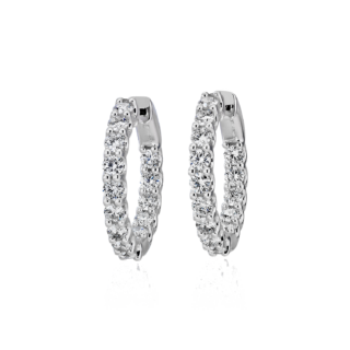 Diamond Eternity Hoop Earrings in 18k White Gold (2 ct. tw.)- G/SI