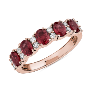 Ruby and Diamond Five-Stone Ring in 14k Rose Gold