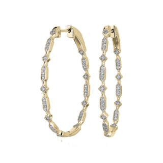 Diamond Geometric Shape Eternity Hoop Earrings in 14k Yellow Gold (1/2 ct. tw.)