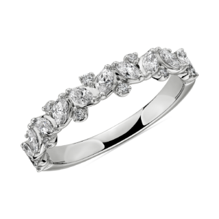 Marquise & Round Cluster Diamond Wedding Ring in 14k White Gold (1/2 ct. tw.)